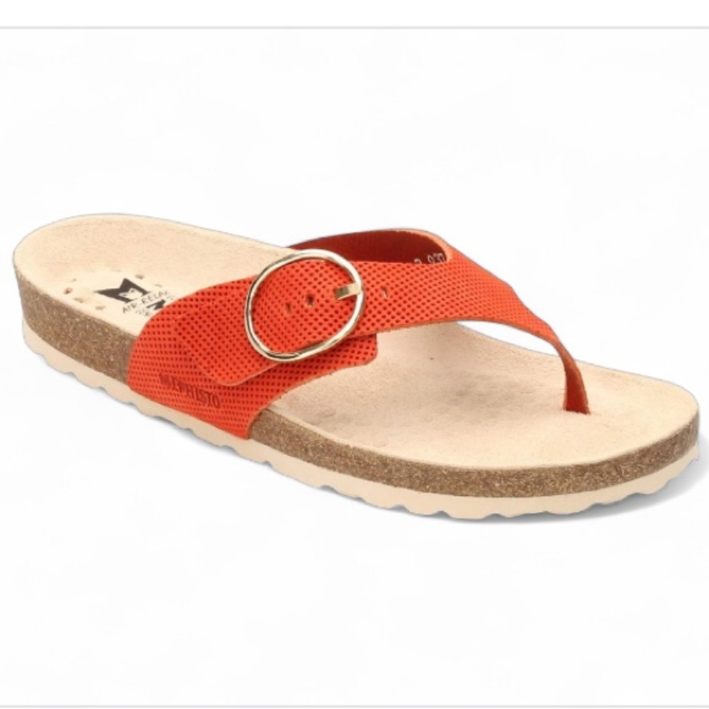 Mephisto Red Buckle Thong Leather Sandals Women's Size 38 Arch Support‎ Comfort